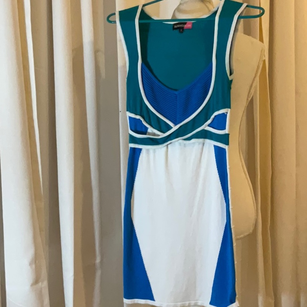 Hot Miami Styles Blue and White Bodycon Mini Dress